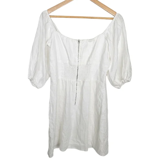 Reformation Kathryn Dress Mini White Linen New With Tag Size 10 - Picture 2 of 5